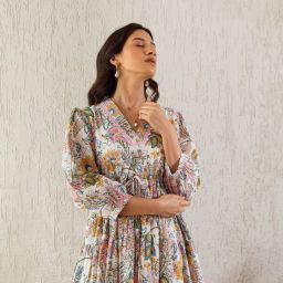 Women Empire Waist White Midi/Calf Length Dress-image-73