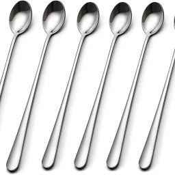 set 6 Long Handle Spoons Disposable Stainless Steel Ice-cream Spoon Set-23