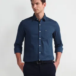 arrow sport Men Slim Fit Solid Cut Away Collar Casual Shirt-picture-9