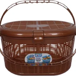 Plastic Multipurpose Plastic Storage Basket with Lid & Handle for Home Use Storage Basket-picture-6