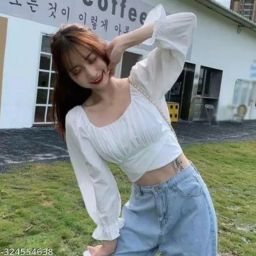 Casual Puff Sleeves Solid Women White Top-image-92