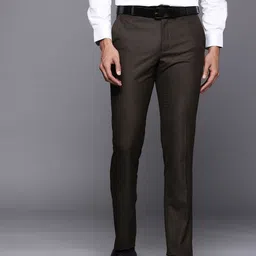 raymond Men Slim Fit Brown Polyester Trousers-picture-21
