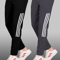 Men Striped Grey Track Pants-image-99