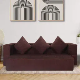seventh heaven Relax King 10 Inch PU Foam (72x44) 3 Seater Sofa Cum Mattress In Brown Colour-picture-1