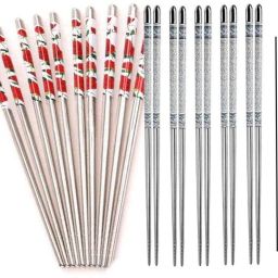 Eating, Decorative Stainless Steel Japanese, Korean, Vietnamese, Chinese Chopstick-image-88