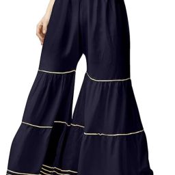 Women Regular Fit Dark Blue Cotton Blend Trousers-image-2