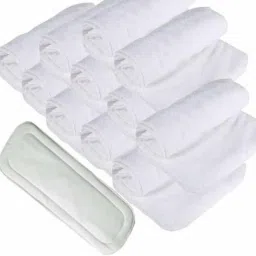 Microfiber 4 Layer Washable Baby Diaper Inserts - Reusable Baby Cloth Diaper, Age 0-24 Months, White With Breathability (Pack of 11)-11