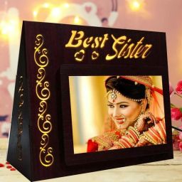 Personalised Best Sister LED Photo Frame Birthday Gift for Sister Behen Table Lamp-24