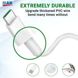 MAK USB Type C Cable 1 m Copper Braiding 80W Fast Charger 480 Mbps Data Cable Compatible -Oppo_ A5 2020, A52, A53, A53s 5G, A54, A72, A74 5G, A78 5G, A9, A9 2020 image 3