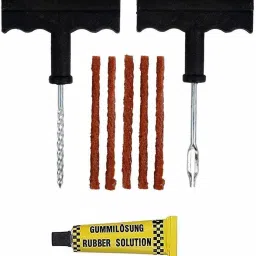 4 in 1 Universal Tubeless Tyre Puncture Repair Kit Puncher Patch Tools (T Handle Grips + 5 Repair String Plugs + Rubber Solution) Tubeless Tyre Puncture Repair Kit-15