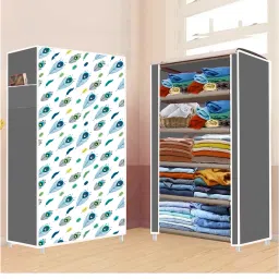 5 Shelf Foldable Collapsible Wardrobe Storage Organizer Almirah Cloth Rack PVC Collapsible Wardrobe-14