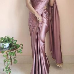 Solid/Plain Bollywood Satin, Silk Blend Saree-picture-21