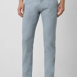 Men Skinny Fit Grey Cotton Blend Trousers-image-97