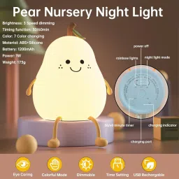 dazzel flex Cute Pear Lamp Rechargeable Color Changing LED Night Light with Touch Sensor Night Lamp image 3
