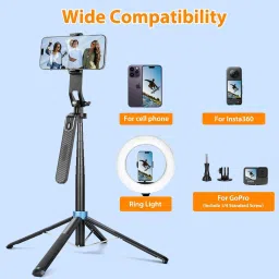 FKU Selfie Stick with Tripod Stand with Bluetooth Remote Tripod image 5