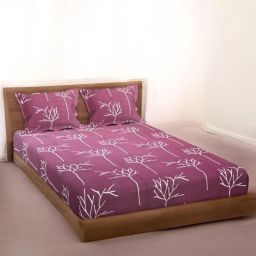 230 TC Cotton Double Floral Fitted (Elastic) Bedsheet-image-89
