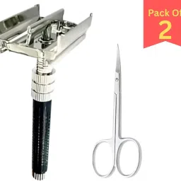 Butterfly Style Double Edge Safety Razor with Steel Scissor, Men-32