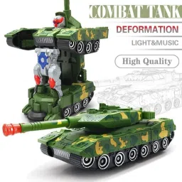 Army Combat Tank Transforming Robot Toy for Kids / LED Light / Music / Bump Function-8