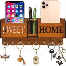 Key Holder For Wall /Mobile Holder/Phone Stand /Home Decor Items/ Wood Key Holder-image-32