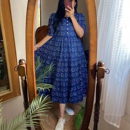 Women A-line Blue Midi/Calf Length Dress-image-62
