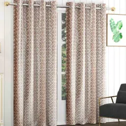 exporthub Brown Polyester Floral 9Ft Blackout Eyelet Door Curtains (Pack of 2)-picture-47