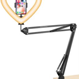 BROLAVIYA Overhead Mobile Stand with Heart Shape 26cm Ring LED Light, 1/4" Male Adaptor Mobile Holder-image-8