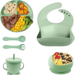 Silicone Baby Feeding Set,6 Pcs Premium Toddler Utensils, Baby Feeding Supplies- Silicone-image-41