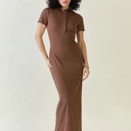 Women Bodycon Brown Maxi/Full Length Dress-image-4