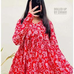 Women Floral Print Viscose Rayon Flared Kurta-image-2
