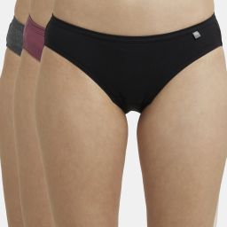 Pack of 3 1410 Medium Coverage Super Combed Cotton Women Bikini Multicolor Panty-image-4