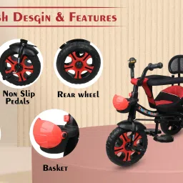 Plug N Play Baby Tricycle With Push Handle Bar, Cushion Seat And Footrest Best For 12 Months To 48 Months Boys/Girls/Carrying Capacity Upto 30kgs Tricycle-image-51