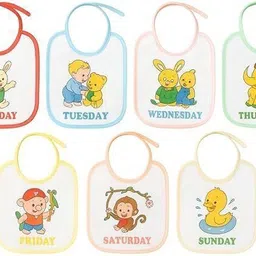 vadhavan Attractive Designs Monday To Sunday Everyday 7pcs Cotton Bibs-picture-25