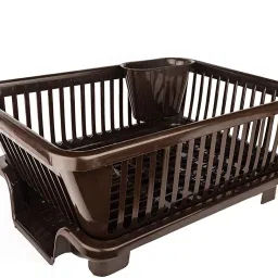 Dish Drainer Kitchen Rack Large 3 in 1 Sink Set Dish Rack Drainer Drying Rack Washing Basket(BROWN) Plastic-image-89