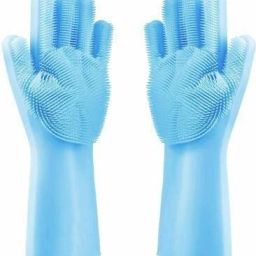 Silicone Heat Resistant Rubber Dish Washing Gloves with Wash Scrubber GR-3 Wet and Dry Glove (Free Size) mu;ticolor Wet and Dry Glove-image-37