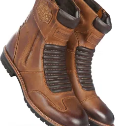 Men's Brown Side Zipper Biker Motorcycle Leather Riding Boot with rugged sole Boots For Men-picture-18