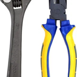 Combo Pack Of 2 Contains 8 Inch adjustable Wrench and 8 Inch Combination Plier Lineman Plier-image-46