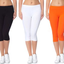 Women Black, White, Orange Capri-image-33