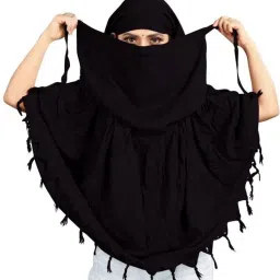 Solid Pure Cotton Women Black Fancy Scarf-image-40