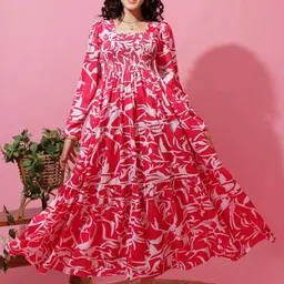 sheetal associates Women Fit and Flare Pink Maxi/Full Length Dress-picture-21