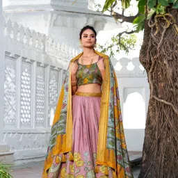 Floral Print Semi Stitched Lehenga Choli-image-60