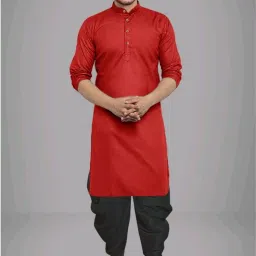 Men Cotton Blend Kurta Dhoti Set-image-7