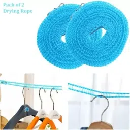 2 Clothes Lines Laundry Line for Outdoor Indoor Home Laundry Drying Rope 5 Meter Steel, Plastic Clothesline-image-39