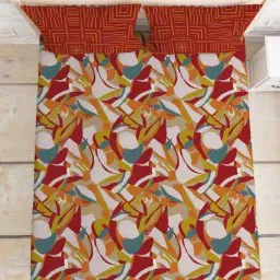 mayfair homes london Red Cotton 1 Double Queen Bedsheet with 2 Pillow Covers-picture-24