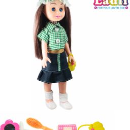 Girl Doll in Green Dress With Hat & Hand Bag doll For Kids-image-52