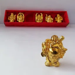 tskutty Small Laughing Buddha Statue Set of 6 for Good Health, Happiness in your Home Decorative Showpiece-12 cm image 5