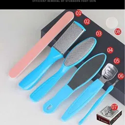 Foot File, Dead Hard Skin Callus Remover, Portable Scraper Pedicure Kit set Tools,Foot Care Too (Set of 8)-image-74