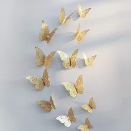 4 inch Gold 3D Home Decor Butterfly Wall Stickers Beautiful Decor Self Adhesive Sticker-image-18