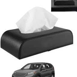 Black Tissue Holder Leatherite/Include Tissue/Save Space For Home/Car/Office-61 Vehicle Tissue Dispenser-19