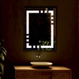 18x24 Inch LED Wall Mirror Glass with Touch Sensor Lights for Home Decor HD12 Bathroom Mirror-image-102