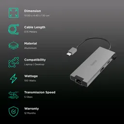 hama 5-in-1 USB Type C to USB Type C, RJ45, HDMI, Micro SD Multiport Hub (1 Gbps Data Transfer Rate, Anthracite) image 2